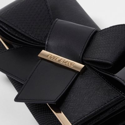 Black clip top bow purse